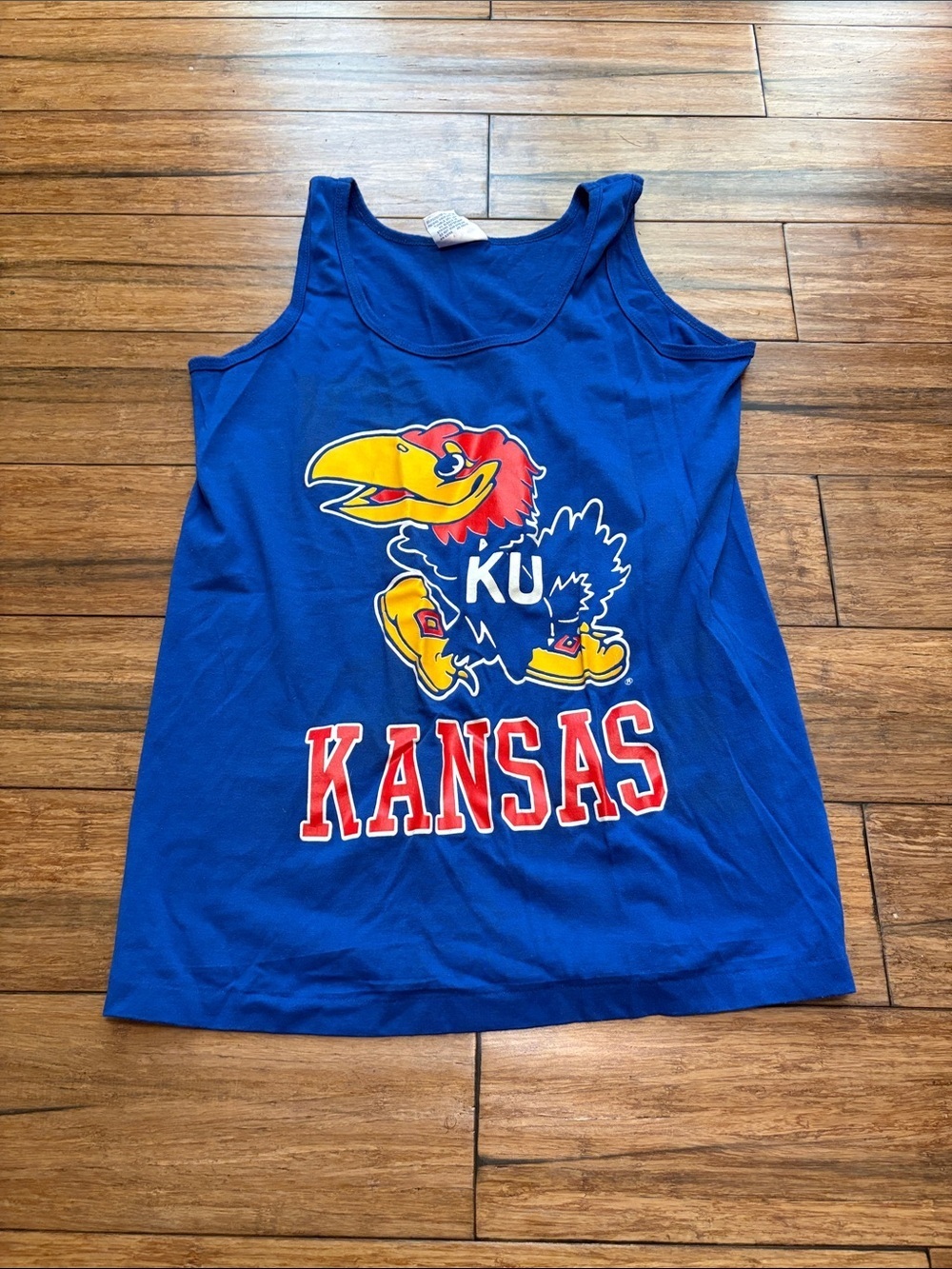 Vintage KU Jayhawks Men’s Tank Top Size Medium Single Stitch Blue Muscle Shirt